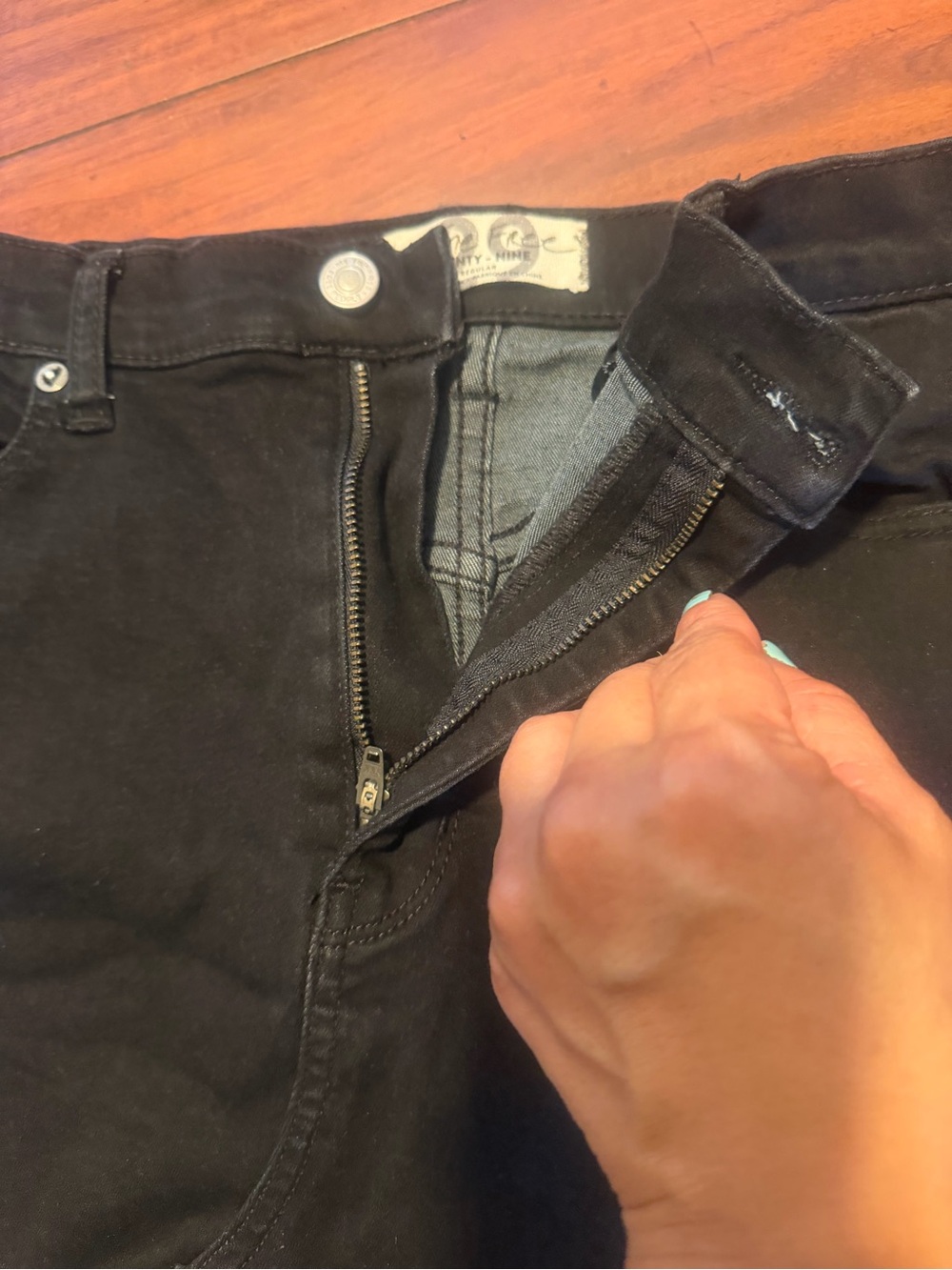 We The Free Black Denim Mini Skirt with Front Zip - Picture 5 of 8